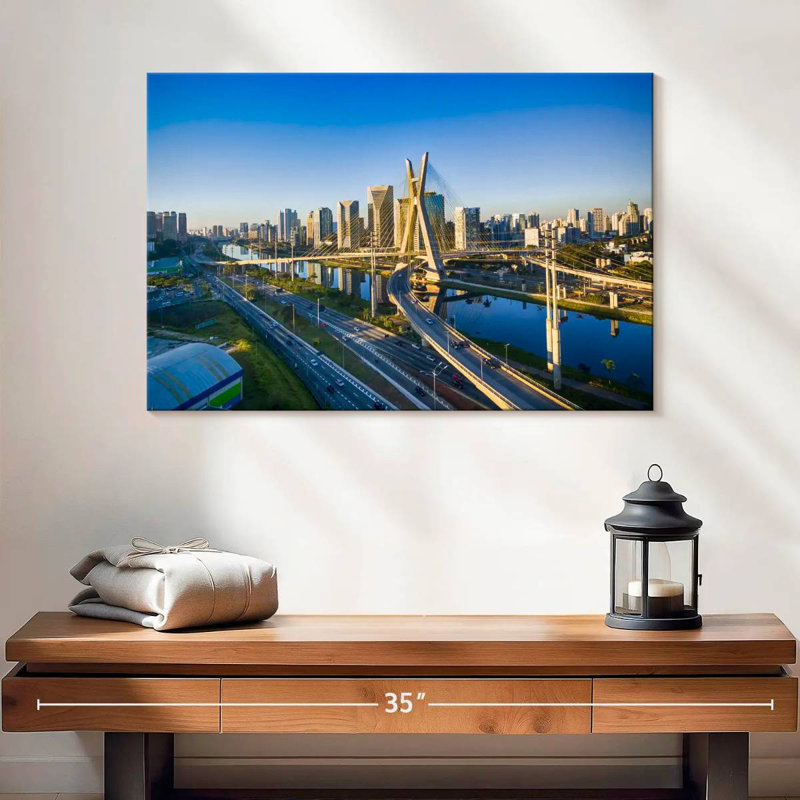 Mehar, pont et paysage urbain de sao paulo, H 16 po x l 24 po