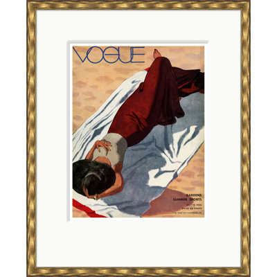 Vogue Cover, Lying At The Beach, Pierre Mourgue, July 15, 1933 Print by Condé Nast