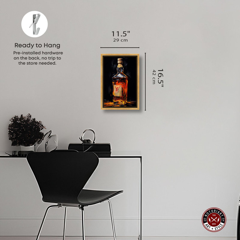Impressions d'art de luxe «Mancave Drinks» par Notoriart, Cadre doré, H 16 po x l 11 po