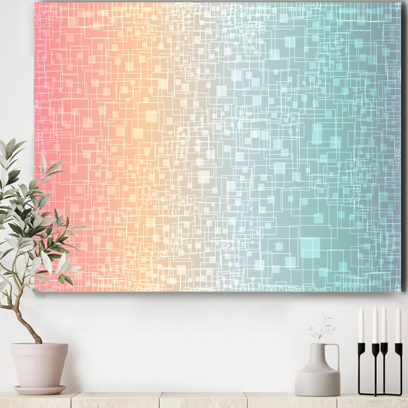 Cubist Pastel Migre - Impression sur toile, H 12 po x l 20 po x p 1 po, Toile tendue
