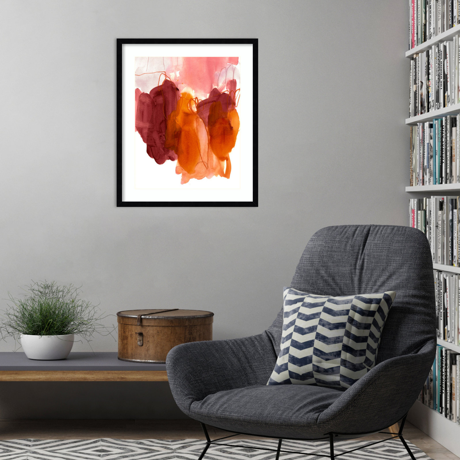 Orelia "Abstract Painting X" Print, Black, 25" H x 21" W