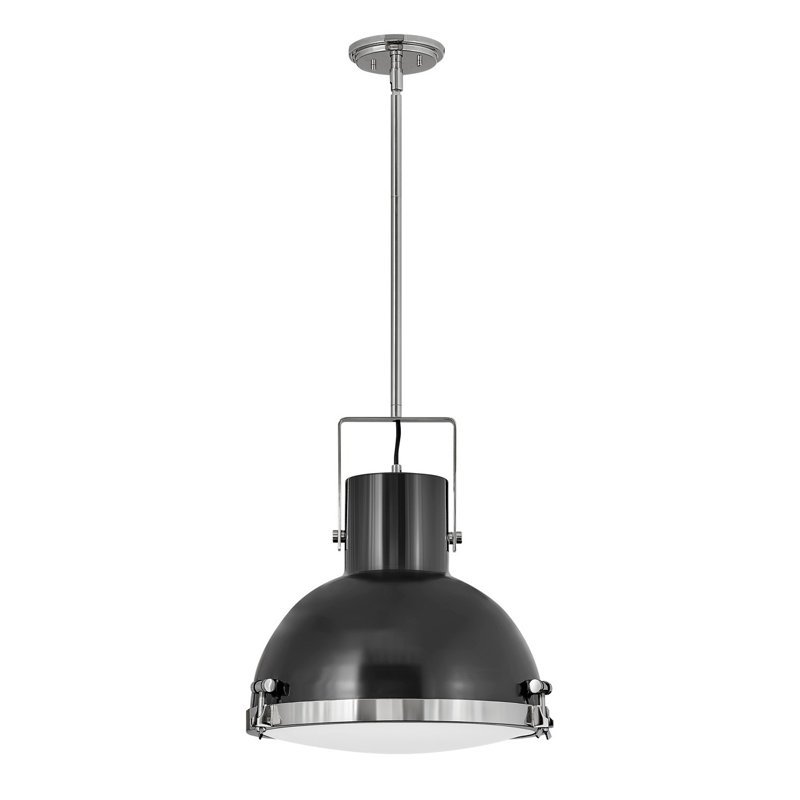 Luminaire suspendu nautique à une lumière Nautique avec verre opale gravé Nautique, H 19 po x l 18 po x P 18 po