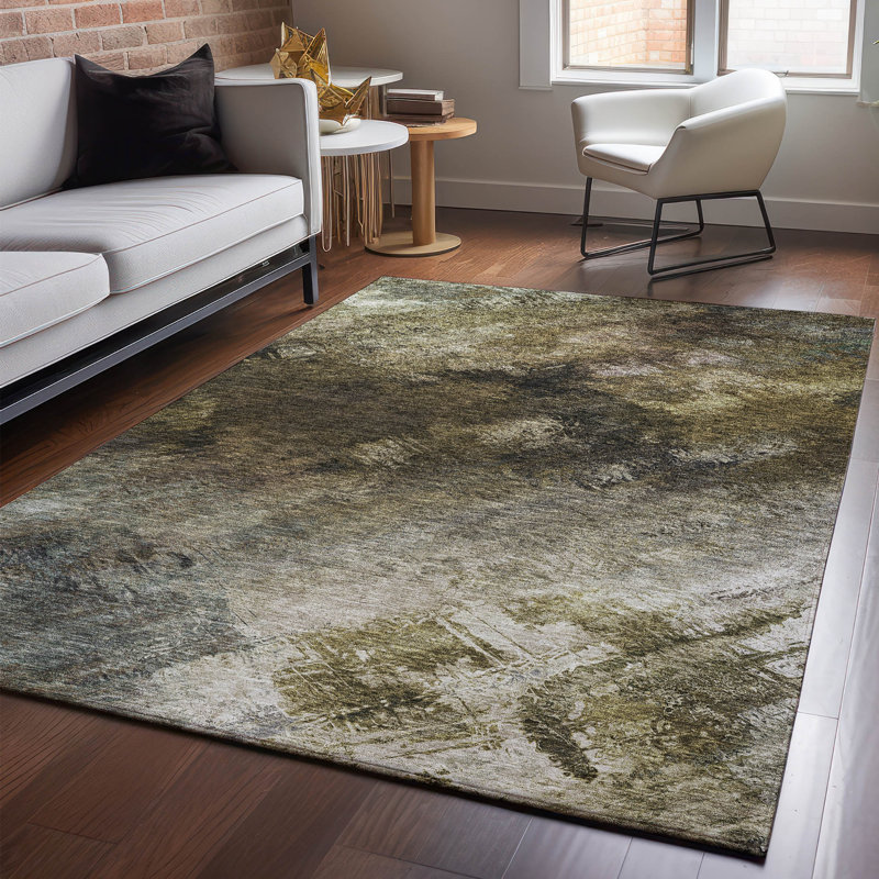 Tapis rond lavable à la machine de qualité supérieure 8 pi x 8 pi chocolat AMF590 Cerrito, Rectangulaire 3 pi x 5 pi
