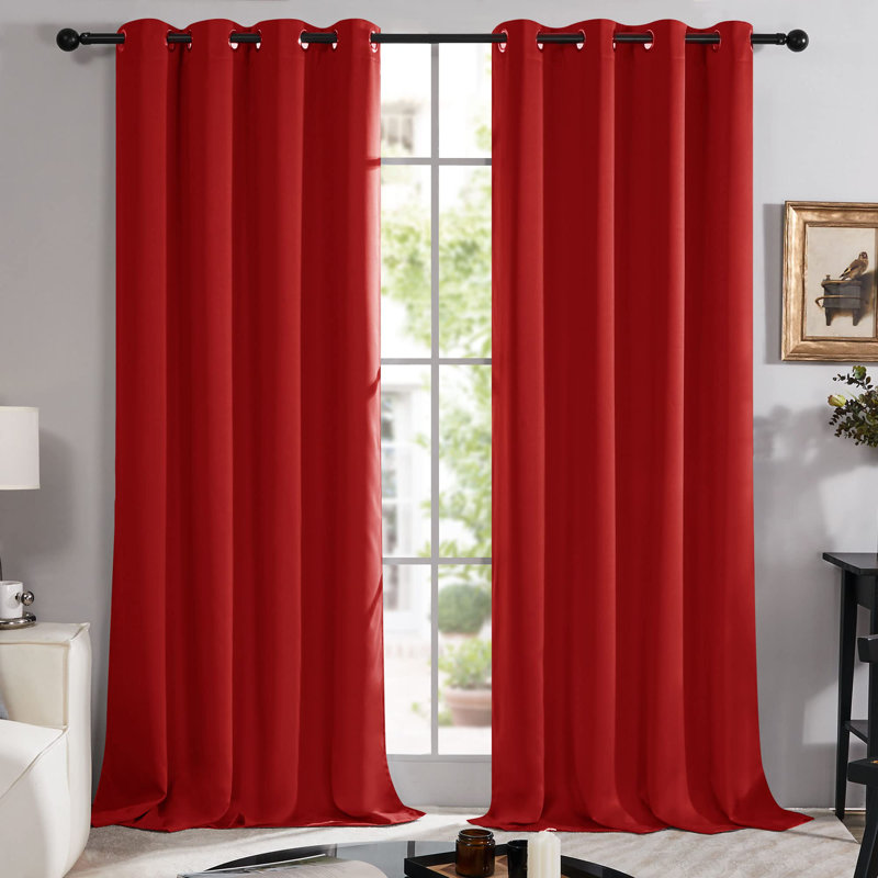 Paire de rideaux occultant avec œillets Deconovo, L 52 po x L 72 po, Rouge