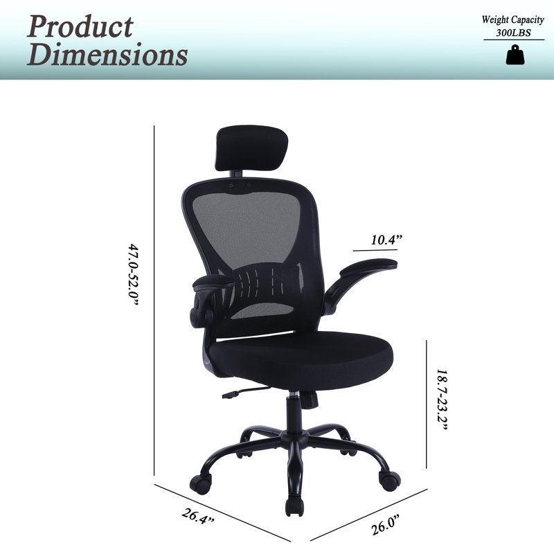 Chaise de bureau ergonomique Kourtne, Noir