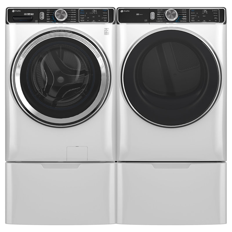 GE Profile 5.3 Cu Ft Capacity Smart Front Load Energy Star Washer With Ultrafresh Vent System+ With Odorblock, White/Black