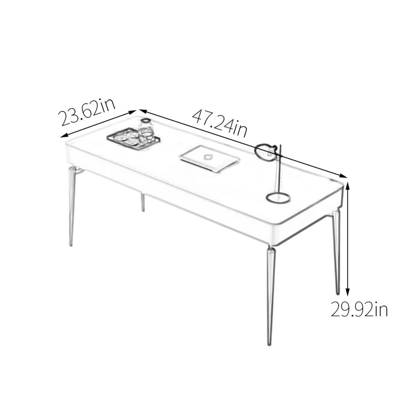 Safe and Thoughtful Design Desk, Black/White, 29.92" H x 47.24" W x 23.62" D