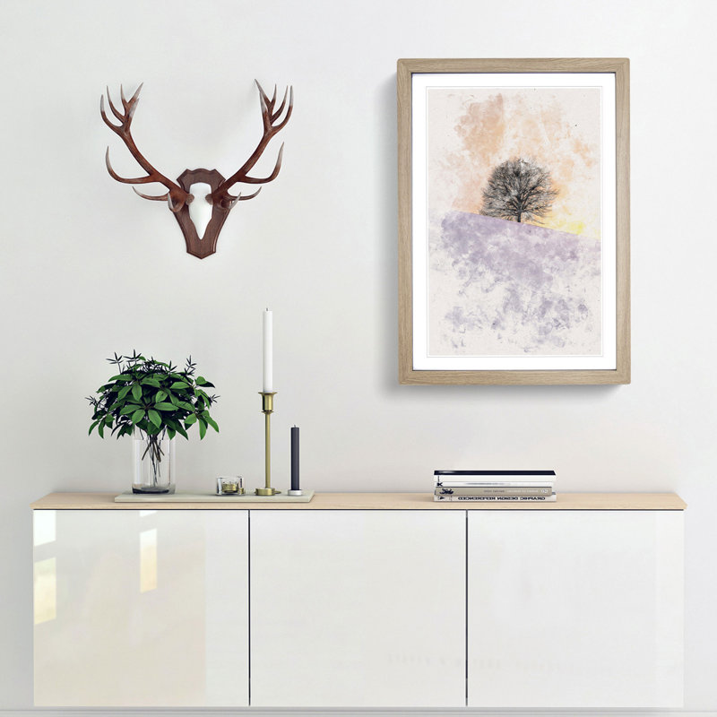 A Winter Tree at Sunset - Framed Print, 33cm H x 24cm W x 2cm D, Oak Framed