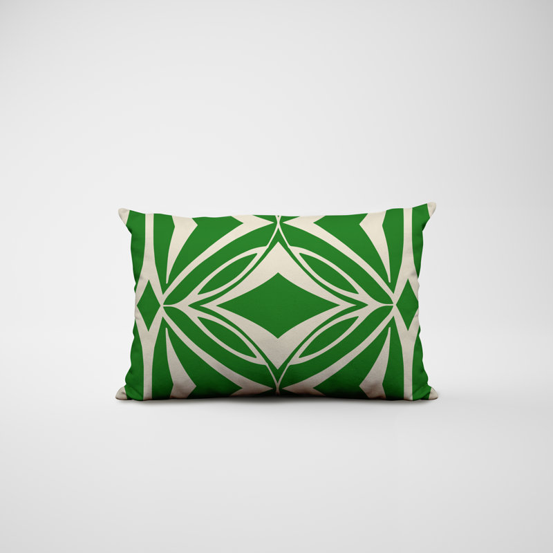 Polyester/Polyester Blend Lumbar Rectangular Indoor/Outdoor Pillow Cover & Insert, Green