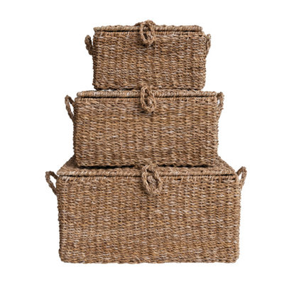 Tailles de coffres de rangement en ruppie maritime tissés à la main