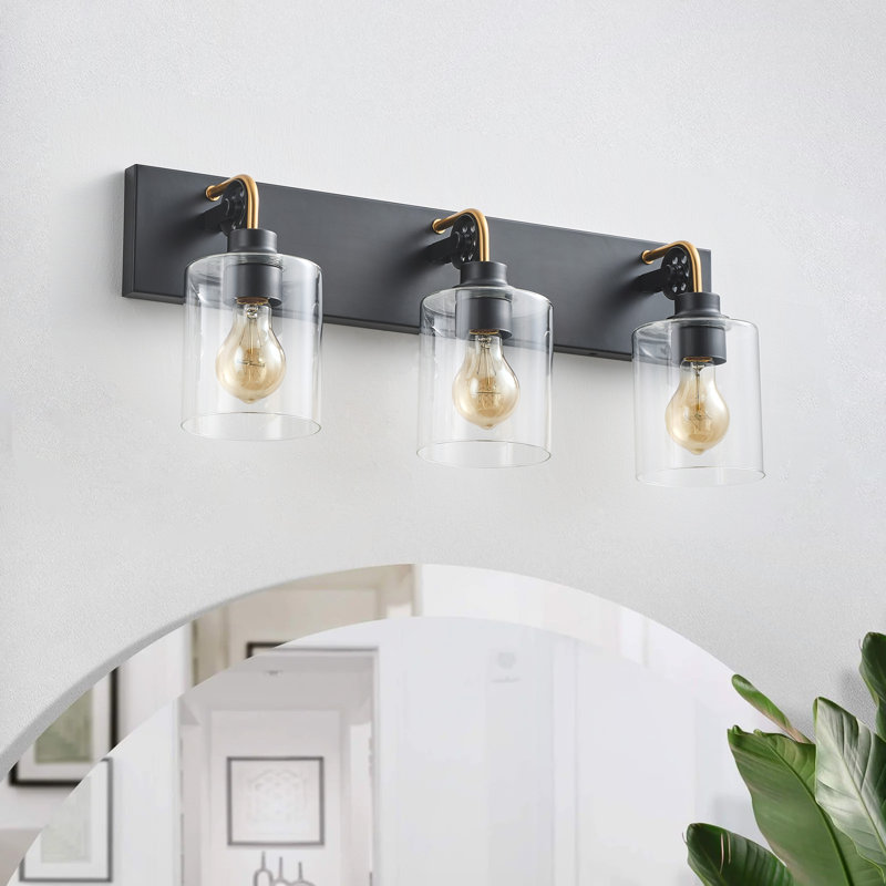 Luminaire pour meuble-lavabo moderne à 3 lumières en verre transparent E26 60W Perrin