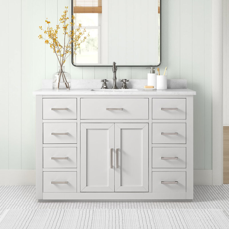 Ingalls 48'' Single Bathroom Vanity with Engineered Stone Top, White