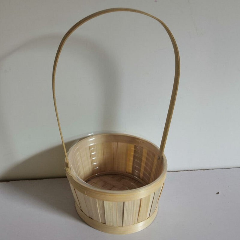 Panier en bambou à long manche, H 14 po x l 7 po x P 7 po