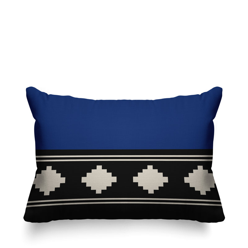 Coussin intérieur / extérieur Ector Southwestern, Bleu marine