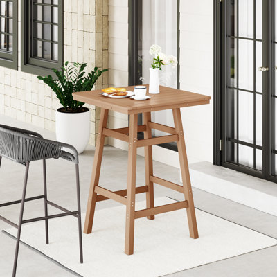 Laguna Square Outdoor Bar Table With Umbrella Hole , 30.7'' in. W 30.7'' in. D