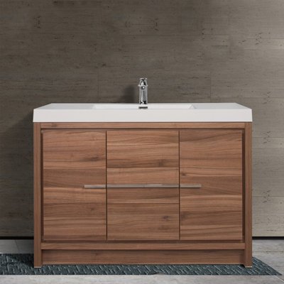 Prarthana 48-inch W x 20-inch D 2-Door & 3-Drawer Bathroom Vanity with Single Sink and Acrylic Countertop