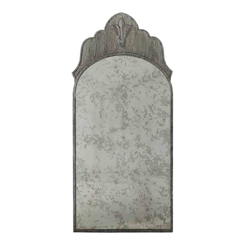 Fleur De Lis Industrial Accent Mirror, 65" H x 30" W, Deep Ocean/Antiqued Mirror