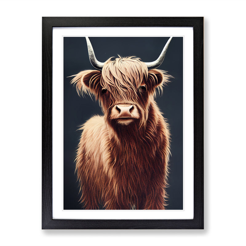 Fantastic Highland Cow - Single Picture Frame Print, Black, 34cm H x 25cm W x 2cm D