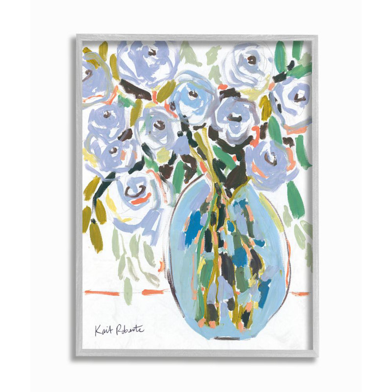 «Blue Pastel Floral Bouquet» par Kait Roberts - impression d'art graphique, H 14 po x l 11 po x P 1,5 po