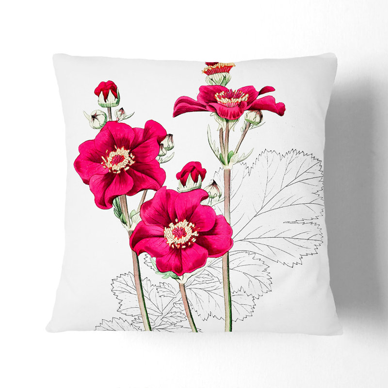 Pink Grecian Rose Flowers Cushion with Filling, 40cm H x 40cm W x 15cm D, Black