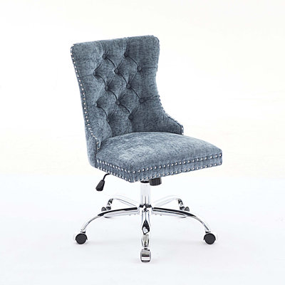 Modern Chenille Upholstered Tufted Button Home Office Chair, Adjustable Desk Chair Swivel Office Chair