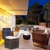 Wicker Patio Furniture Storage Box (Brown ), Patio Set, Outdoor Sofa Set, Conversation Set