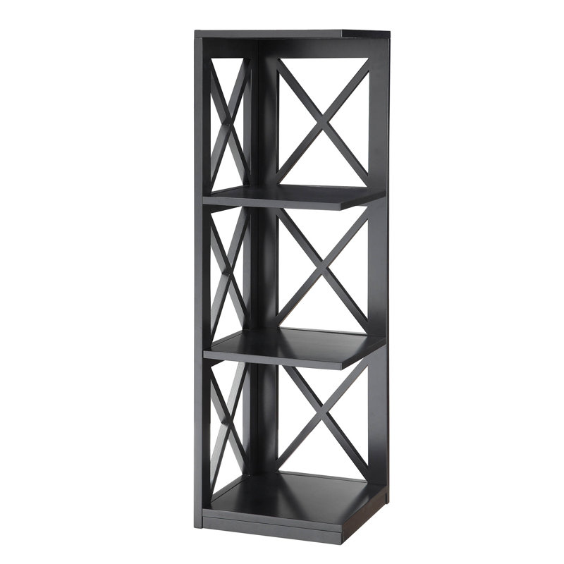 Darek 38.5" H x 12" W Corner Bookcase, Black