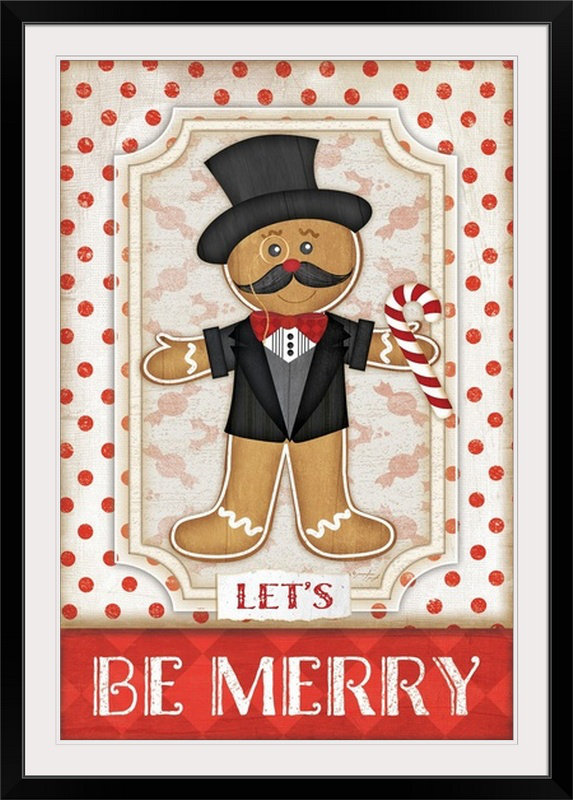 «Gingerbread Man» par Jennifer Pugh, impression, Cadre noir, H 38 po x l 28 po x P 1 po