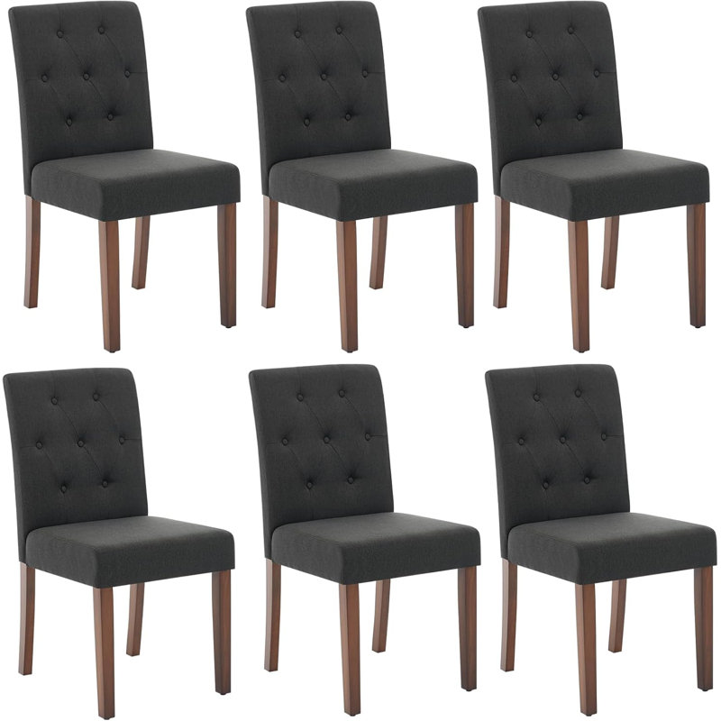 Chaises de salle à manger rembourrées en tissu avec pieds en bois et sièges rembourrés, Noir
