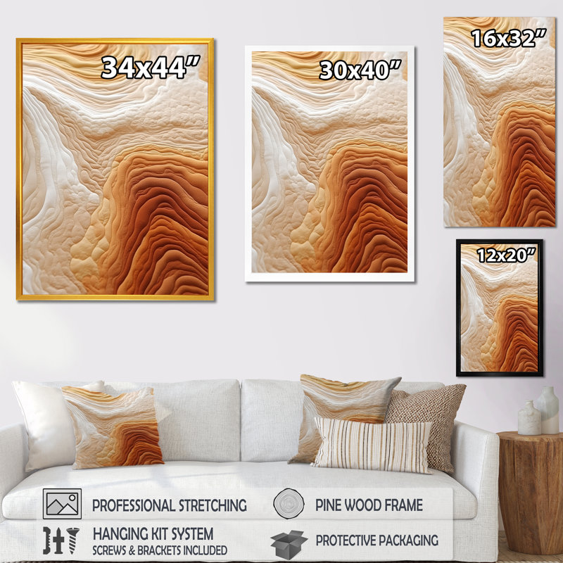 Sérénade orange et blanche, Cadre flottant doré, H 32 po x l 24 po x P 1 po