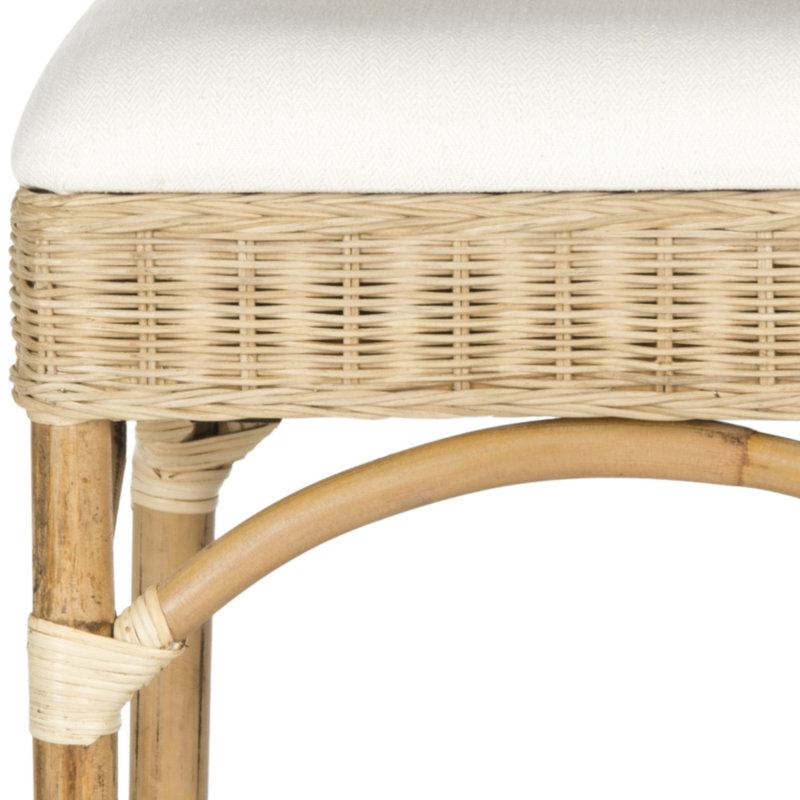 Evins Upholstered Bar Stool with Solid Wood Frame,  White/Natural