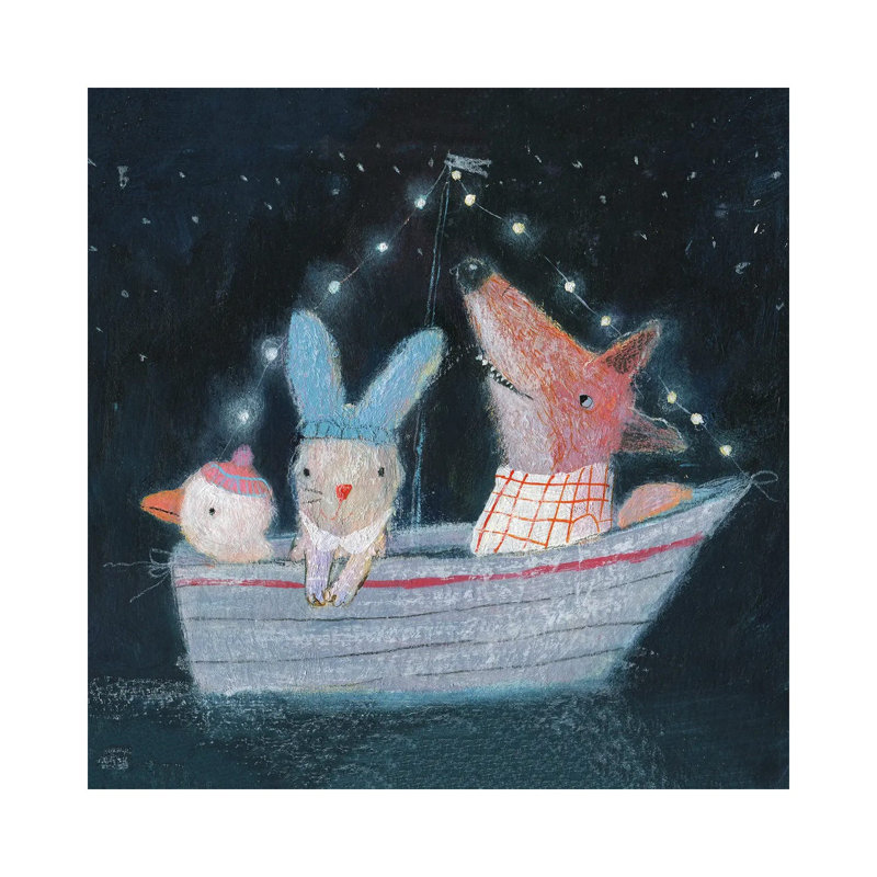 Three In The Boat By Natalia Shaloshvili - Wrapped Canvas Painting by Natalia Shaloshvili - Wrapped Canvas Painting