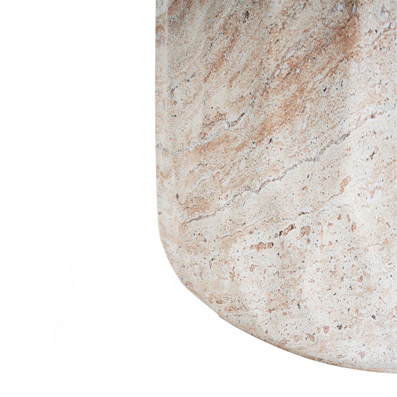 Outdoor/Indoor Lightweight Concrete Side Table/Cylinder Travertine Finish Accent Table