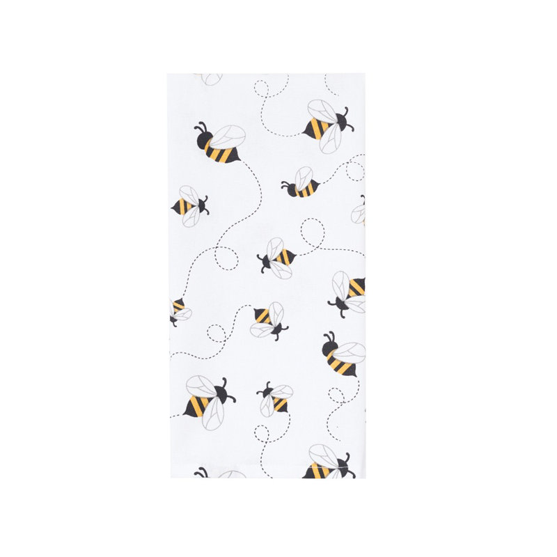 Ensemble de 2 torchons de cuisine en coton à motif écossais jaune et noir Honey Bee