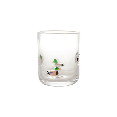 Artisan Glass Tumbler with Hand-Embedded Mallards