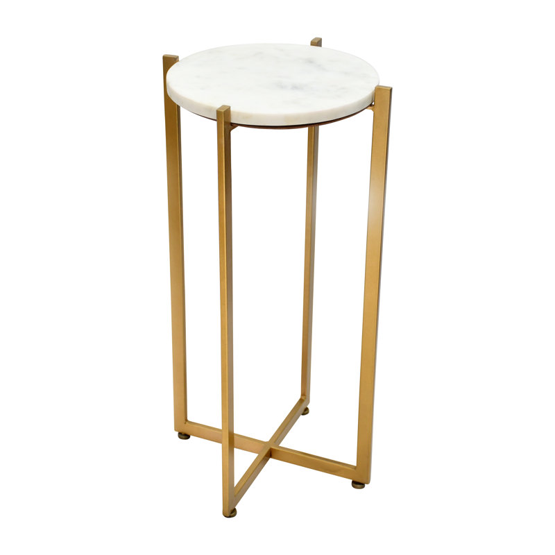 Deylani Style Modern 23'' Tall Cross Legs End Table, Gold