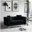 Canapé en velours noir 59,4 pouces de largeur avec boutons ornés de bijoux, accoudoirs carrés, 2 coussins