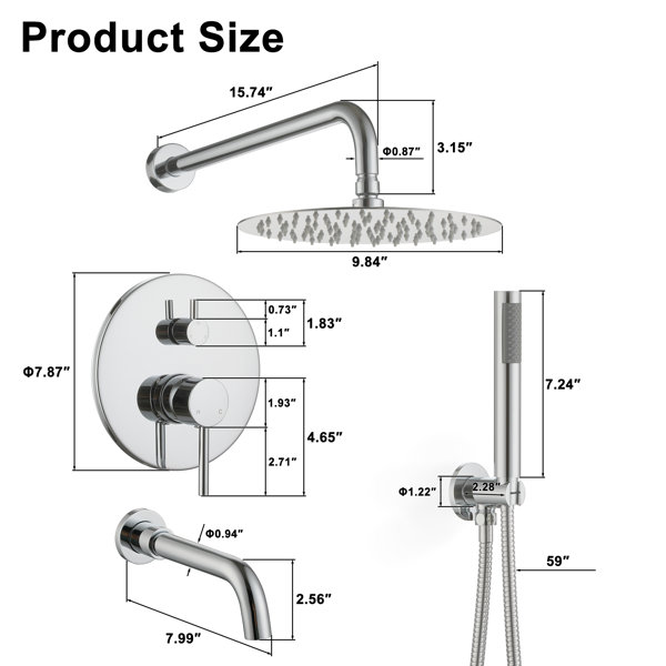 Clihome®  2-Function Bathroom Complete Shower System with Rough-in Va