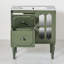 Meuble-lavabo simple autoportant vert de 30 po: structure en bois massif de style rétro, rangement à double tiroir + lavabo en céramique-118031671