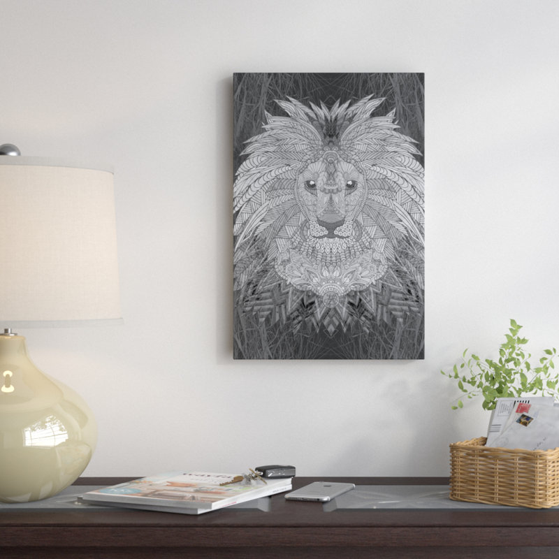 « great lion », impression sur toile tendue, H 60 po x l 40po x P 1,5 po, Toile tendue, Pas de tapis