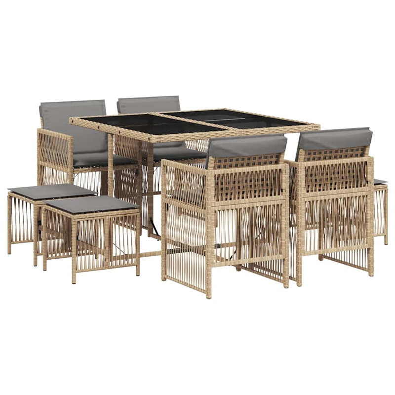 Patio Dining Set with, Mix Beige, Grey
