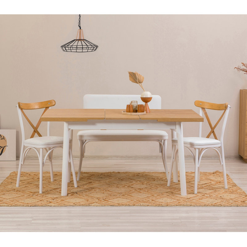 Tekamah 3 - Person Dining Set, Natural/White