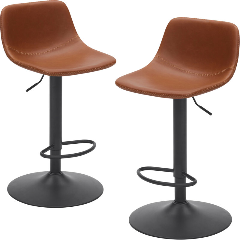 Ensemble de 2 tabourets de bar réglables, Brun