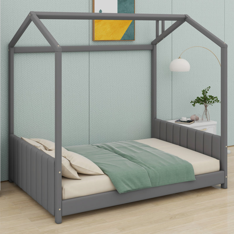 Lit en bois Velvet House, Gris