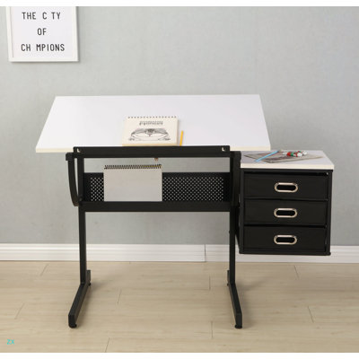 Table à dessin réglable avec tabouret et 3 tiroirs