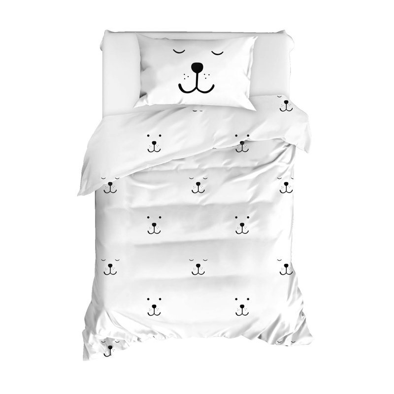 Ensemble de housse de couette 100% coton noir / blanc, Housse de couette 63 "x 87" + 1 taie d'oreiller st