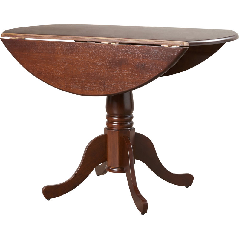 5 Piece Modern Dining Table Set Includes a Round Wooden Table with Dropleaf and 4 Kitchen Dining Chairs, 42x42 Inch, Mahogany