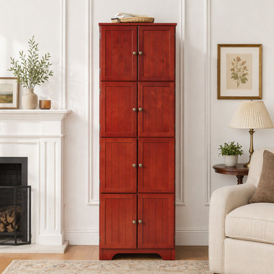 Grande armoire de rangement de 72,4 pouces avec 8 portes et 4 tablettes, polyvalente pour le salon, la cuisine et le bureau