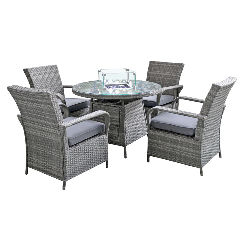 Oseasons® Windsor Rattan 6 Seat Firepit Dining Set in Mixed Grey, 5, 4