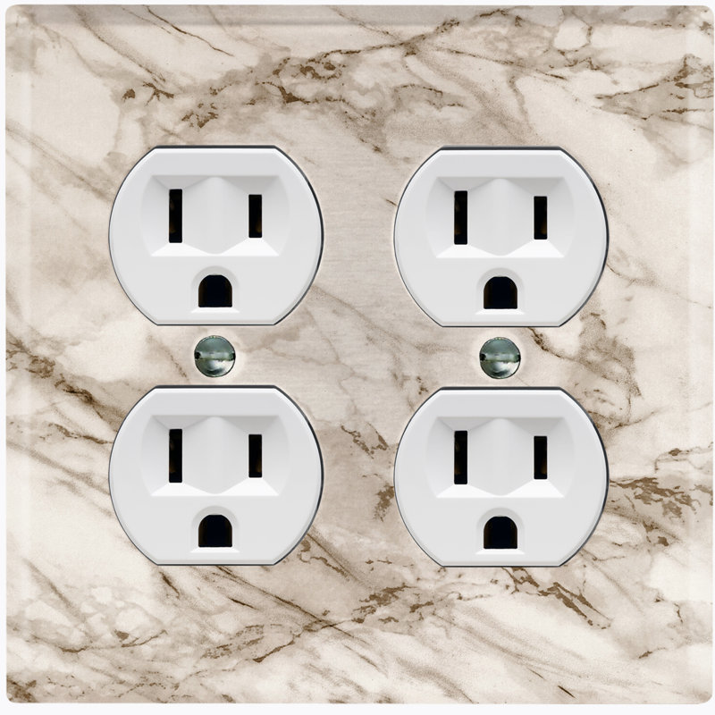 Plaque murale 2 prises doubles, Beige / Blanc
